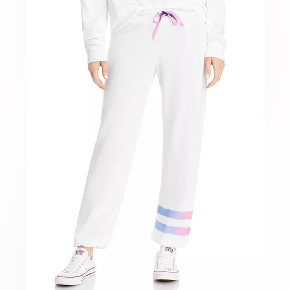 NWT Sundry Revolve Ombré Stripe Sweatpants Size 2 = Medium White Pink Jogger